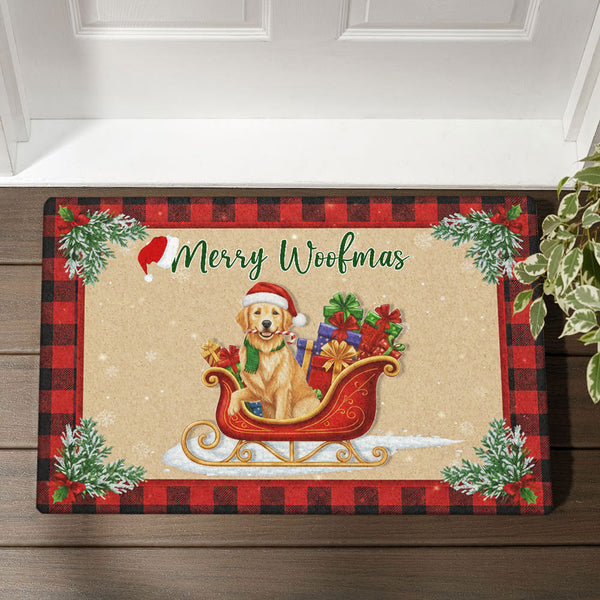 Christmas Golden Retriever Doormat Merry Woofmas For Dog Lovers