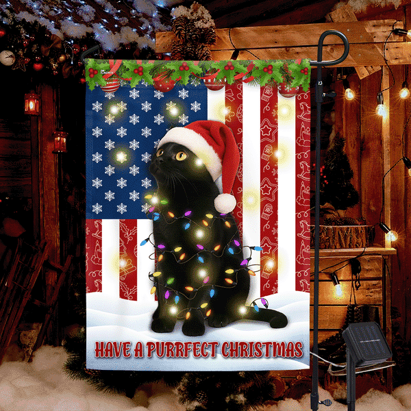 Black Cat Bombay Christmas Garden Flag | Have A Purr-fect Christmas Flag