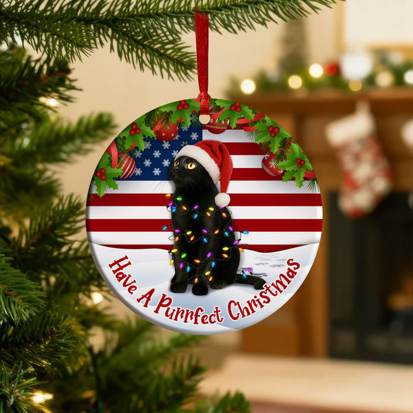 Black Cat Bombay Ceramic Ornament | Have A Purr-fect Christmas for Decor