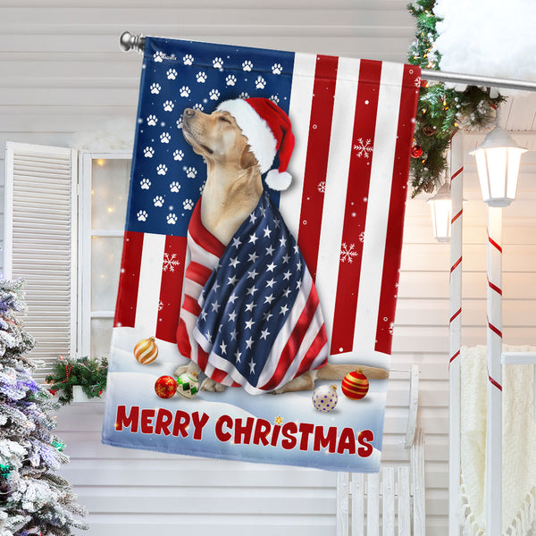 Labrador Retriever Christmas Flag | Patriotic Dog Christmas Decor