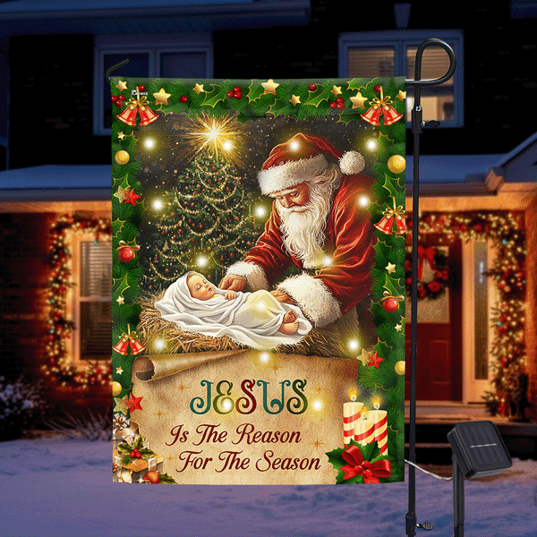 Jesus Christmas Flag | Santa Claus Jesus Is The Reason For The Season Flag