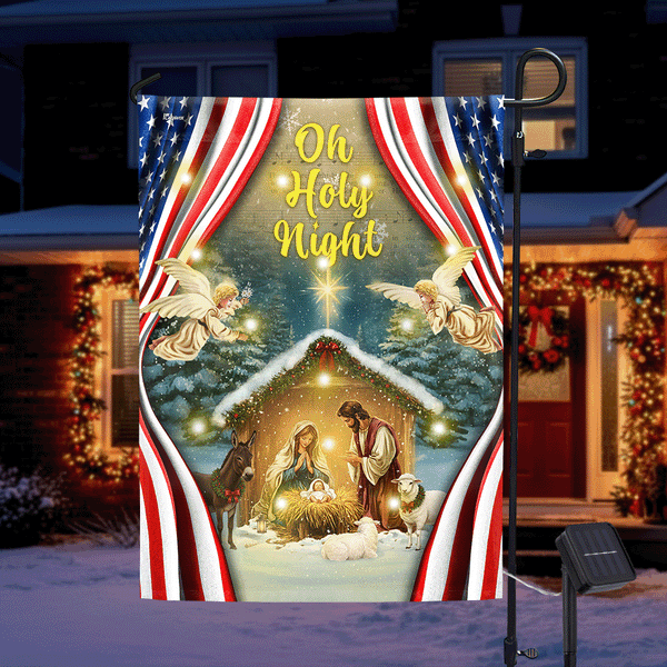 Oh Holy Night Flag | Holy Family of Jesus Christmas LED Garden Flag