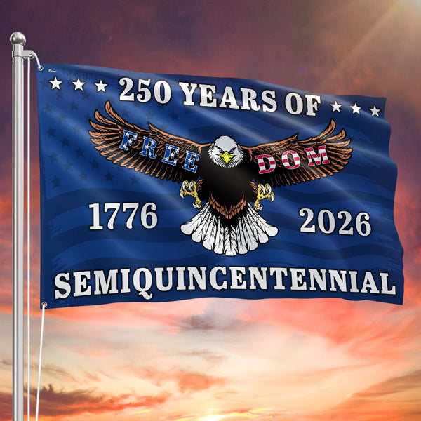 250 Years of Freedom Flag | Patriotic Eagle 4th of July Grommet Flag