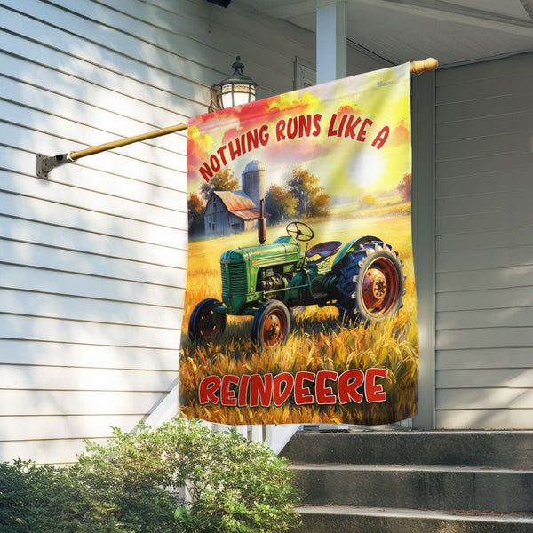 Green Tractor Farmer Flag | Nothing Runs Like a Reindeere US Flag