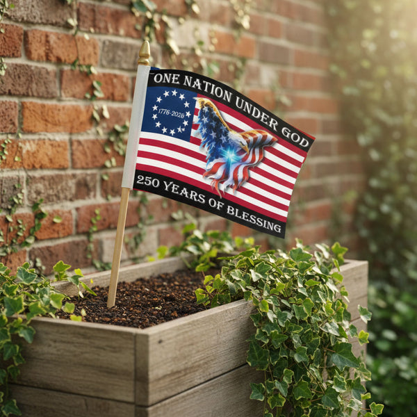 250 Years of Blessing Flag, Christian Cross Eagle Handheld American Flag