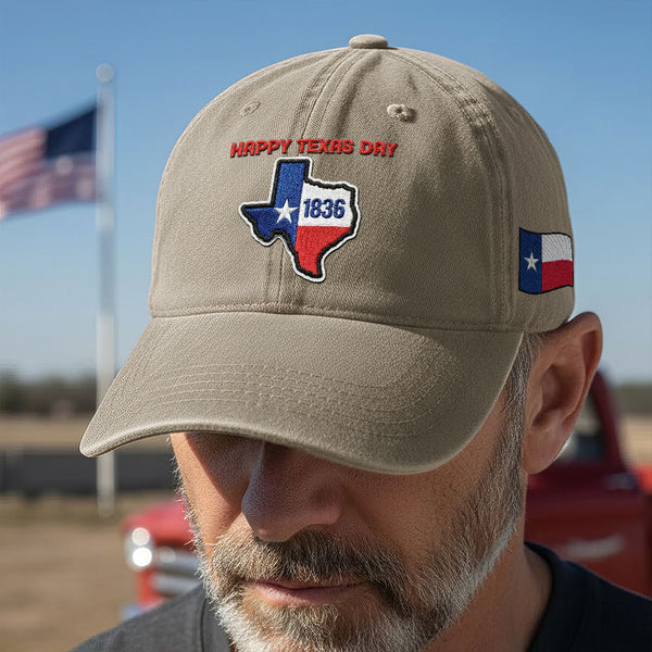 Happy Texas Day Washed Cap, Texas Independence Day March 2 1836 Flag