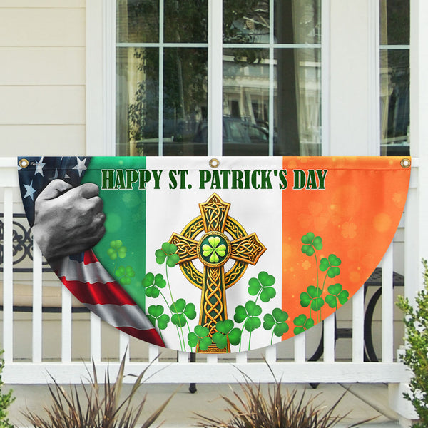 Irish Shamrock Cross Flag | Happy St. Patrick's Day American Fan Flag