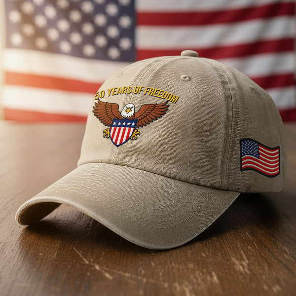 250 Years of Freedom Wash Cap, American Eagle Shield with Embroidered Hat