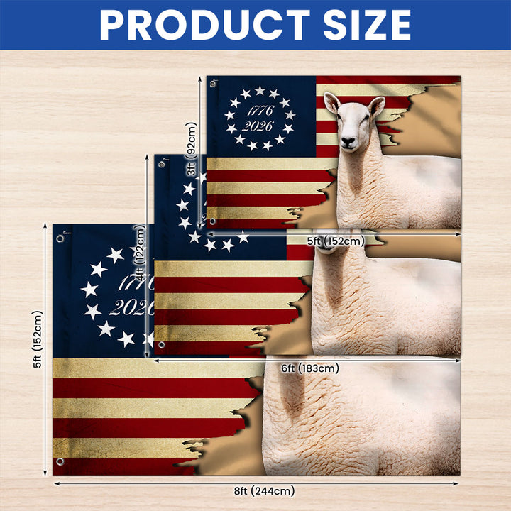 Patriotic Sheep Flag, 1776 2026 Sheep Farmer Farm Life Grommet Flag ...