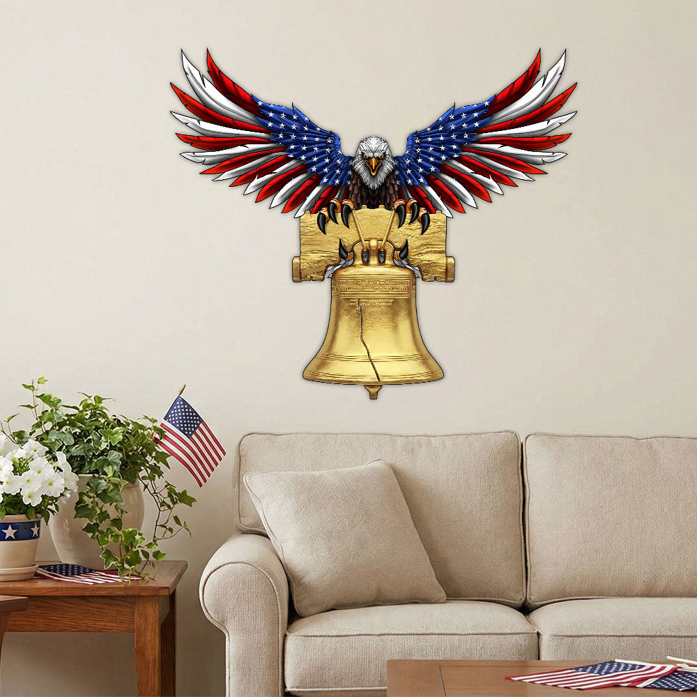Patrioc Bell Ringer Patriotic Eagle with Liberty Bell Hanging Metal Sign – Flagwix