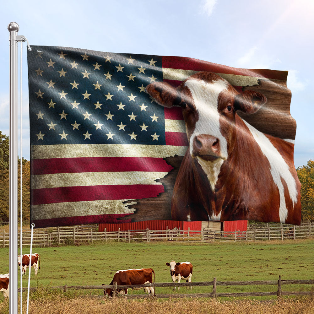 Pinzgauer Cattle American Grommet Flag Patriotic for Farm Decor – Flagwix
