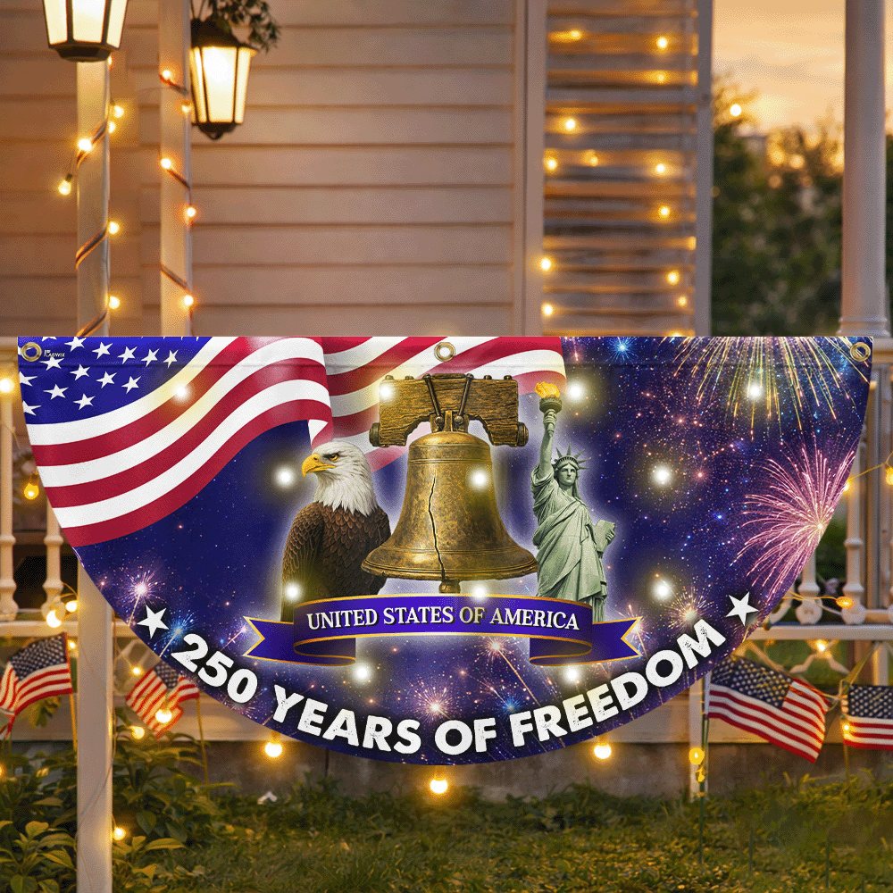 250 Years of Freedom 4th of July Patriotic Liberty Solar Led Fan Flag ...