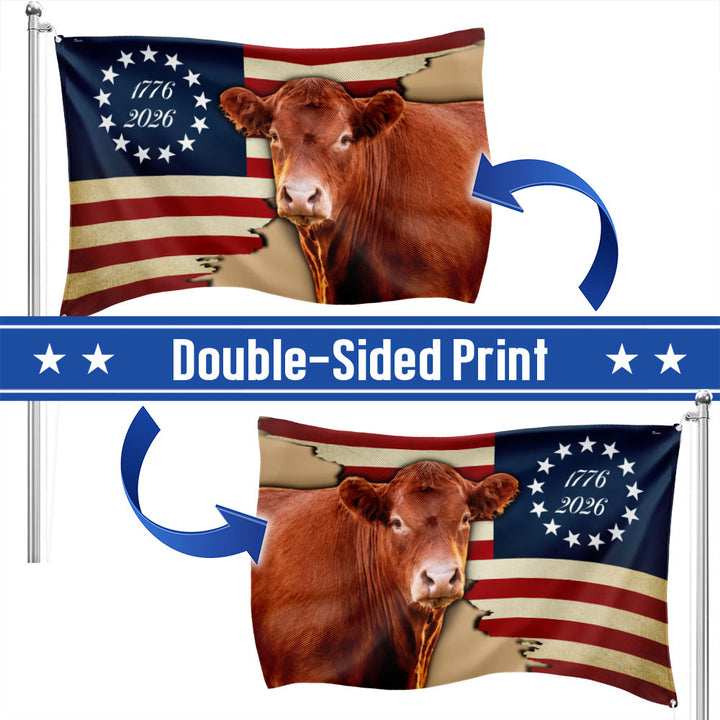 Custom Cow Sorting Flags Red Angus cattle farm flag | Custom Grommet Flag โ Flagwix