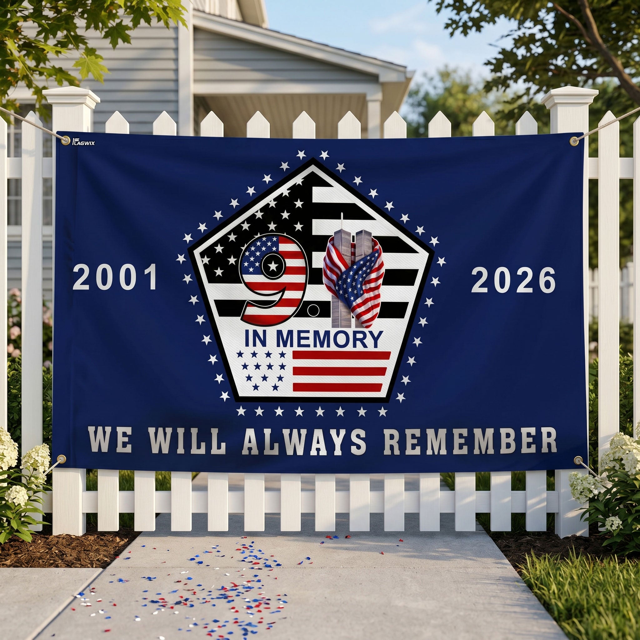 911 We Will Always Remember American Pentagon grommet flag | Flagwix