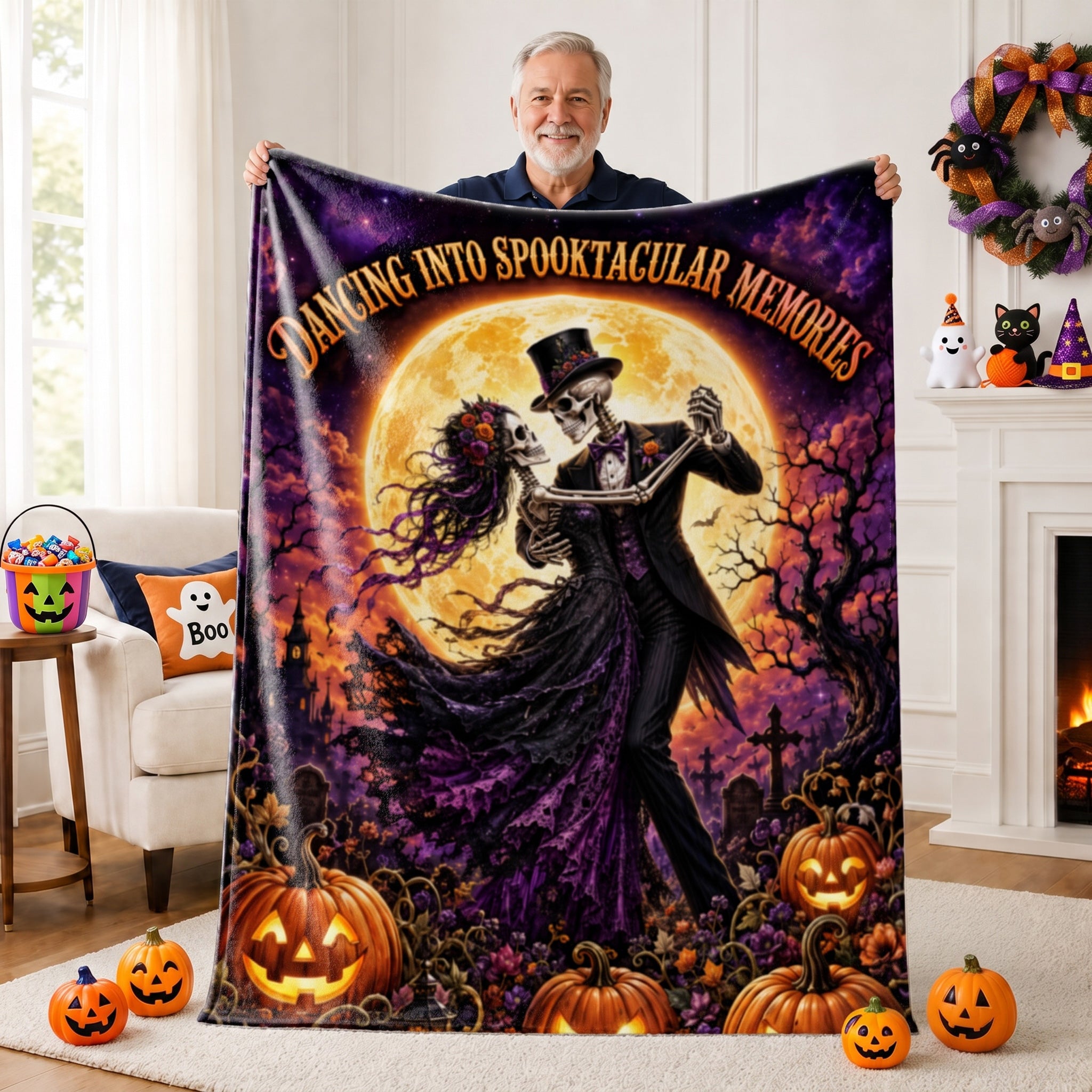 Halloween Blanket Dancing Into Spooktacular Memories Skeleton