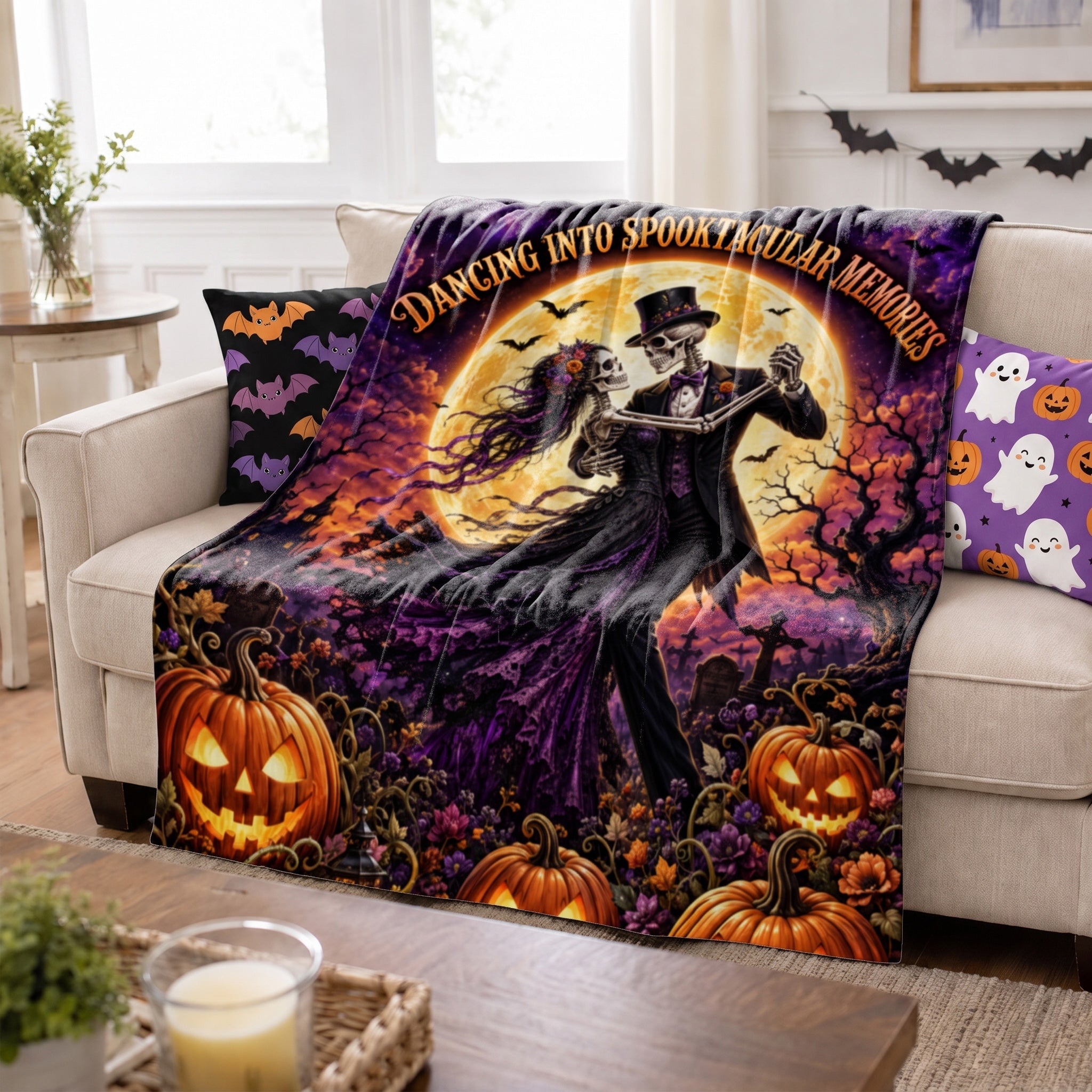 Halloween Blanket Dancing Into Spooktacular Memories Skeleton