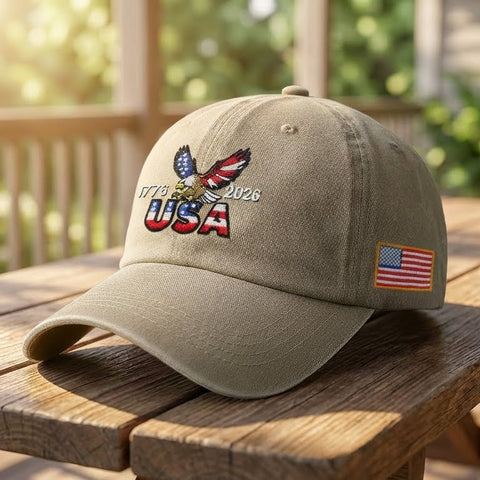 250th Anniversary USA embroidered washed baseball cap