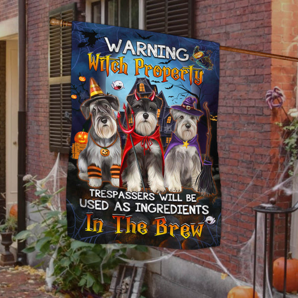 Schnauzer Flag Trespassers Will Be Used As Ingredients Halloween Schnauzer MLH1832F