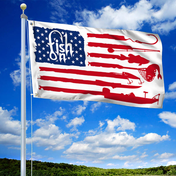 Fish and Sea Shells American Grommet Flag