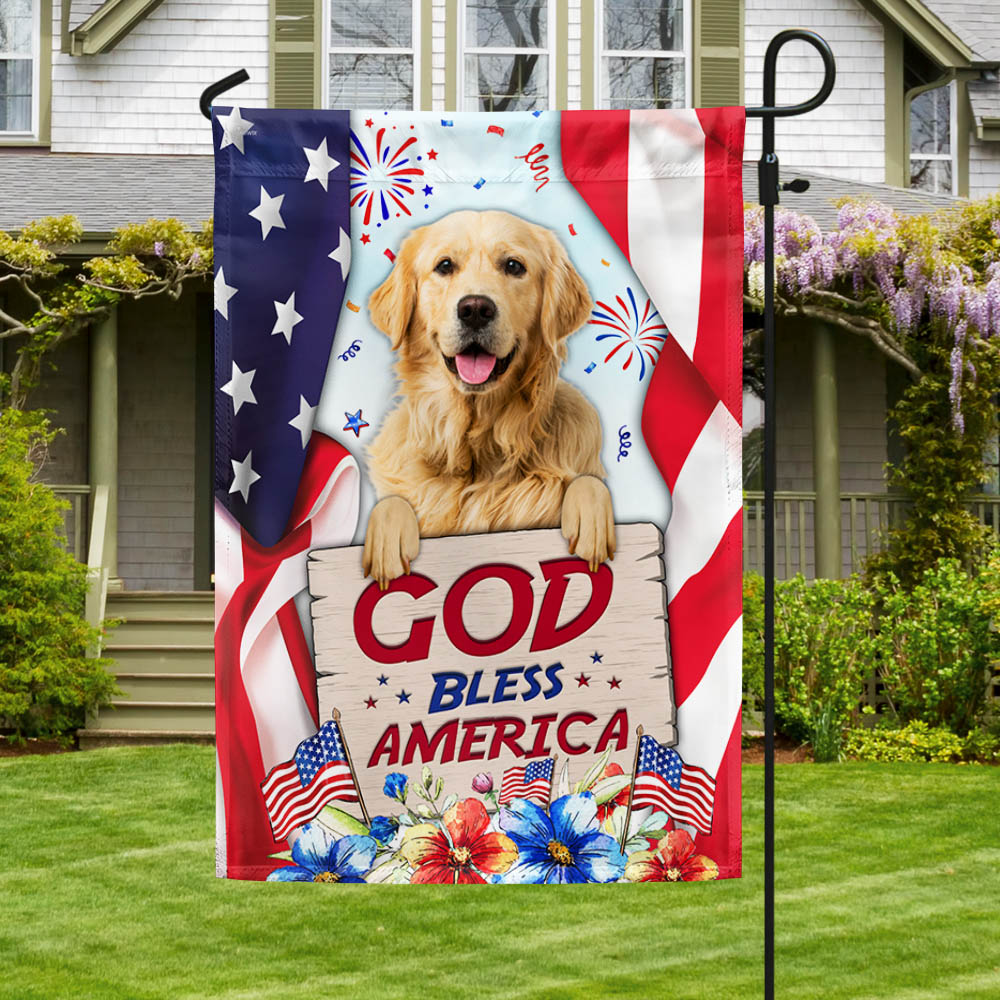 Golden Retriever Dog Patriot Flag God Bless America – Flagwix