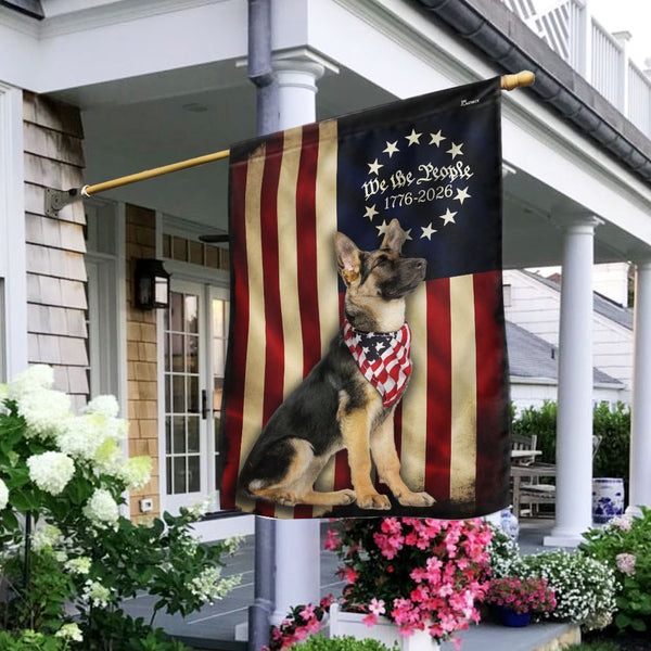 German Shepherd American Flag | We The People 1776-2026 Patriotic Flag