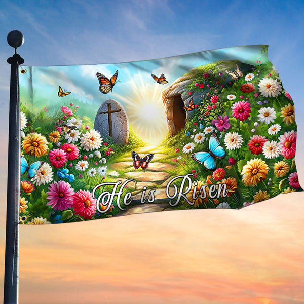 Resurrection of Jesus Easter Day He Is Risen Christian Grommet Flag
