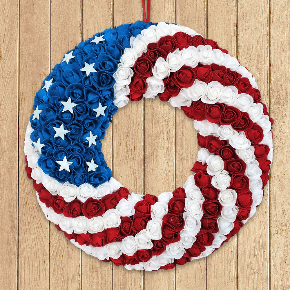 American Flag Wreath – Patriotic Front Door Decor for 4th of July 2026 ...