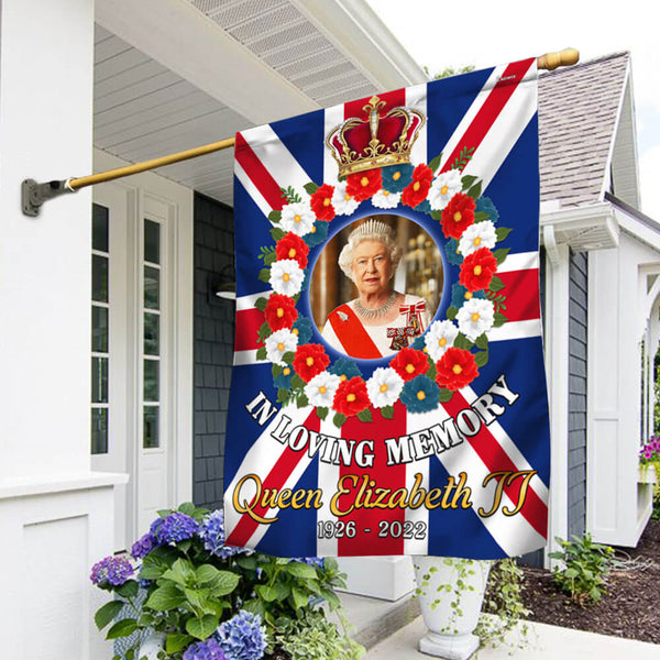 In Loving Memory Queen Elizabeth II Union Jack Flag