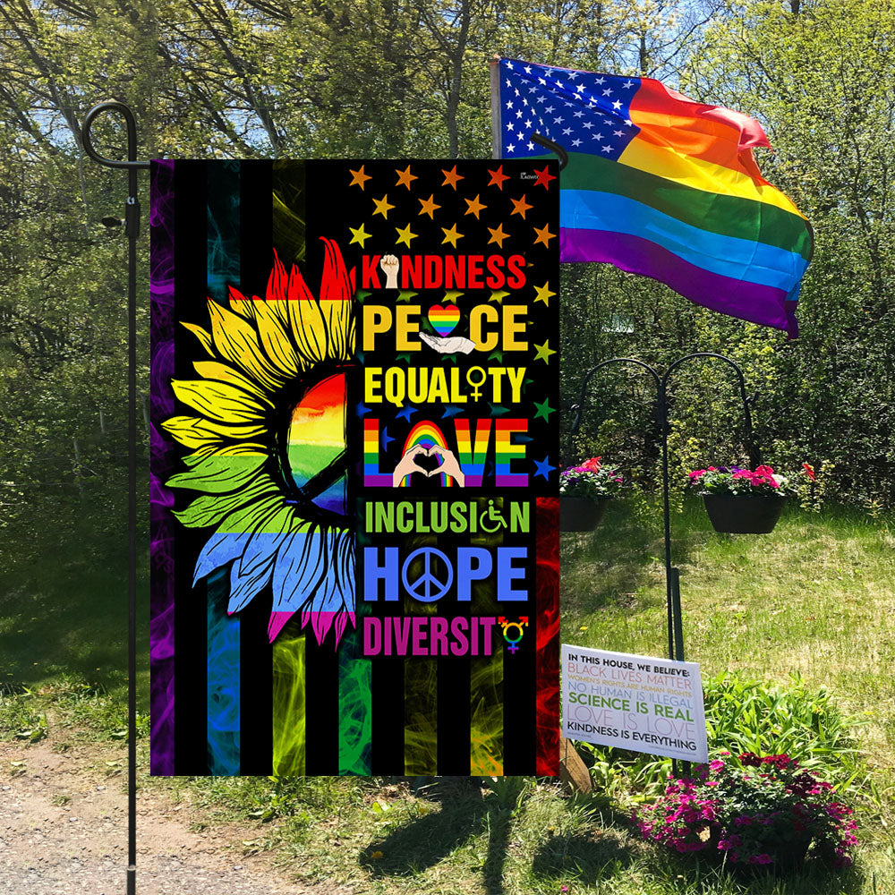 planting peace equality house Kindness Peace Equality Love Inclusion Hope Diversity Sunflower, Hippi –  Flagwix