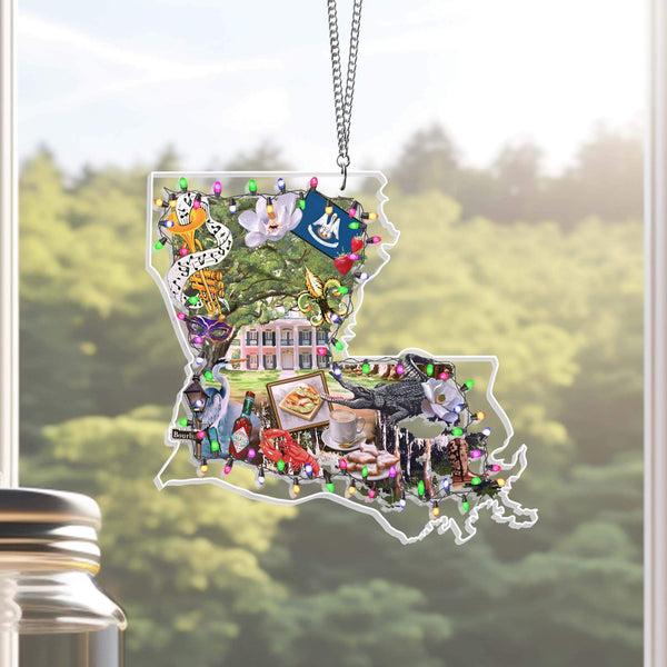Merry Christmas Louisiana Suncatcher Acrylic Hanging TPT2223AS