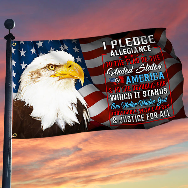 Pledge Allegiance To The Flag Of The United States Of America Grommet Flag