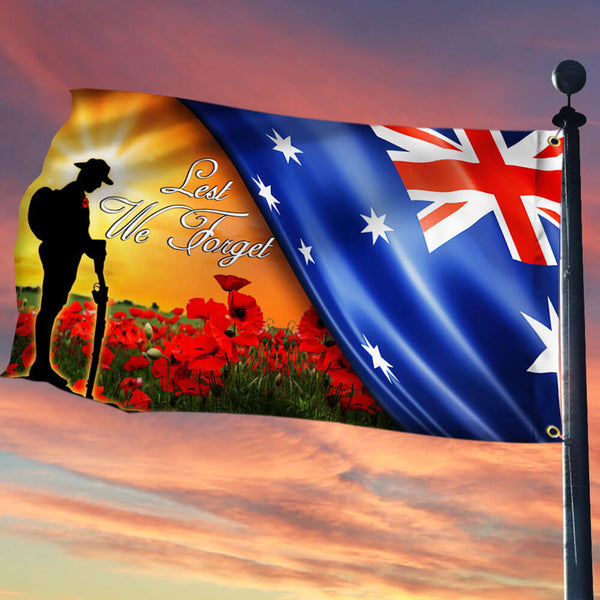 Australia Flag, Lest We Forget Veteran Australian Grommet Flag, Flag for Australian Day