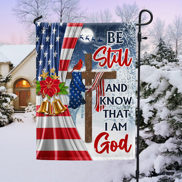 Jesus Christ Cross Christmas Flag  Be Still &amp; Know That I Am God Flag MLN1923F