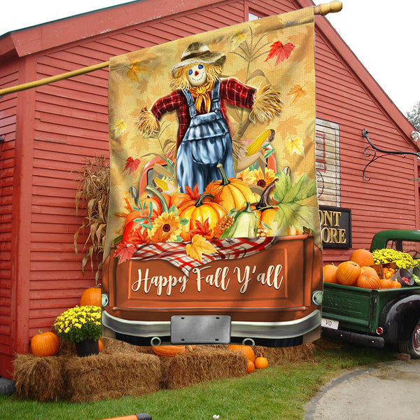 Happy Fall Y'all Scarecrow Flag