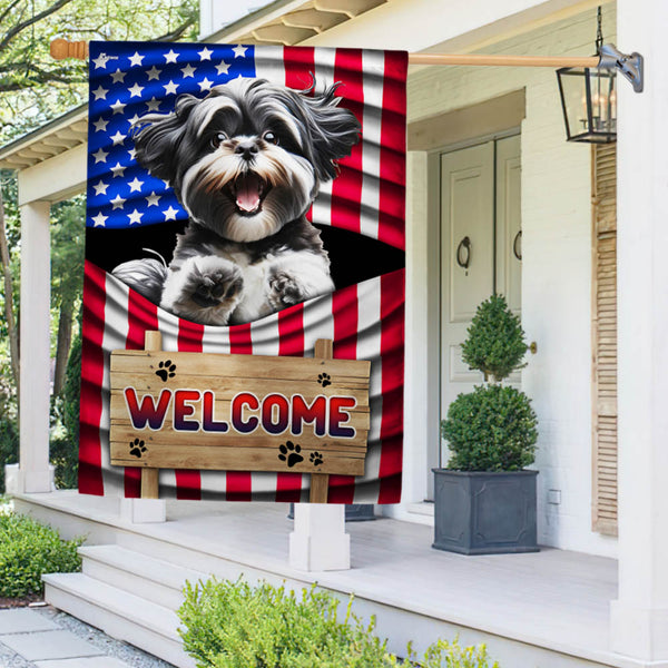 FLAGWIX  Shih Tzu Dog Welcome American Flag TQN1135Fv7