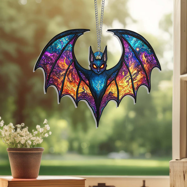 Halloween Bat Suncatcher - Gothic Acrylic Window Hanging Ornament for Bat Lovers