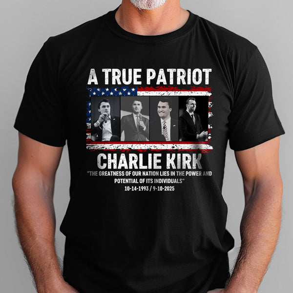 Charlie Kirk Tribute T-Shirt - USA Flag Patriot Memorial Shirt
