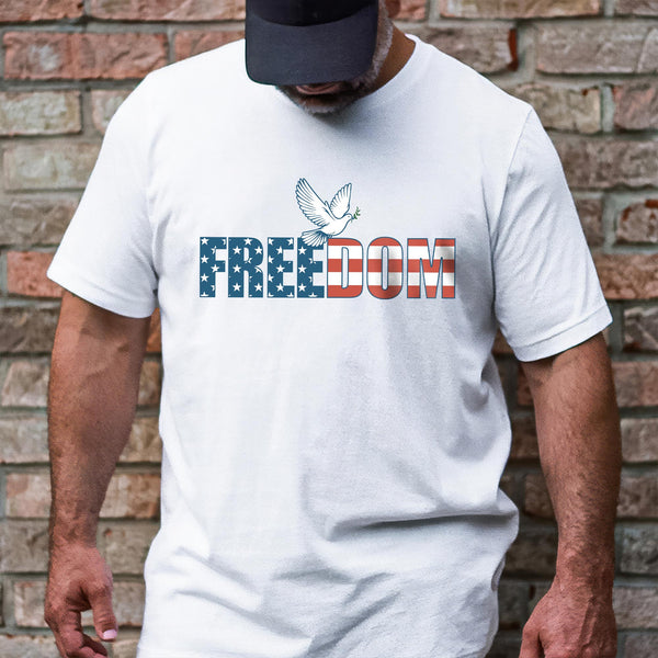 Patriotic Freedom Of Speech  T-Shirt – USA Flag Stars and Stripes Dove Shirts