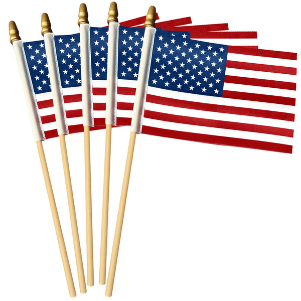 Handheld American Flag – Small American Flags On Sticks for Patriotic Parades and Celebrations