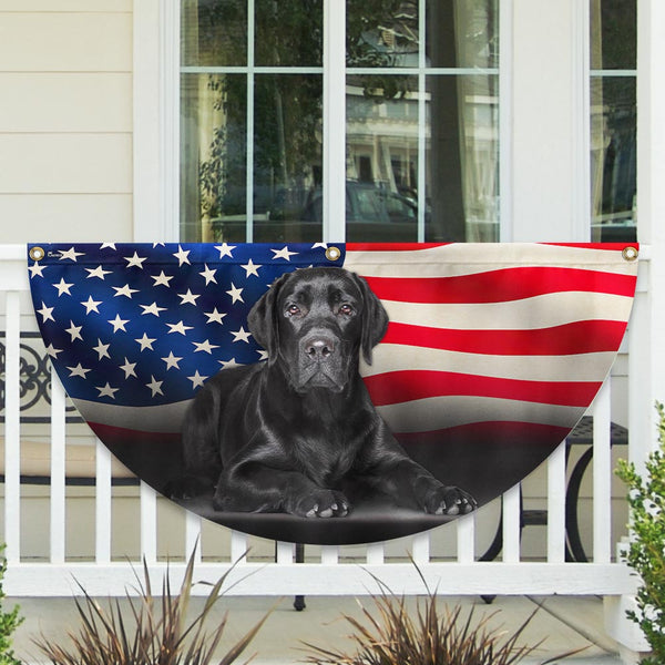 Black Labrador Retriever American Non-Pleated Fan Flag