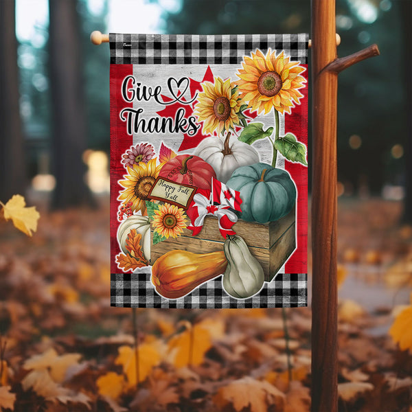 Halloween Pumpkin Give Thanks Happy Fall Y’all Thanksgiving Halloween Canadian Flag MLN548Fv1
