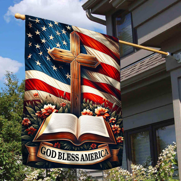 FLAGWIX God Bless America Christian Cross American Flag TQN2673F
