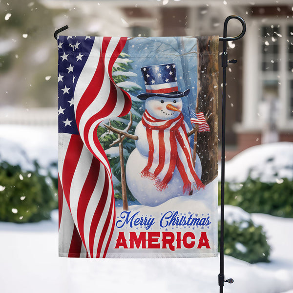Snowman Merry Christmas American Flag MLN2085F