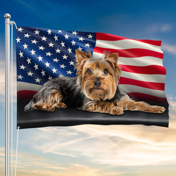American Flag - Patriotic Yorkshire Terrier Dog Grommet Flag