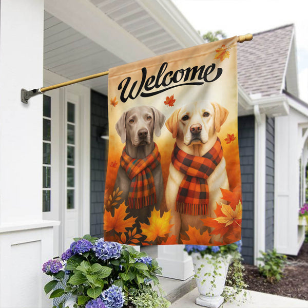 Fall Labrador Dog Welcome Flag - Thanksgiving Flag for Autumn Home Decor