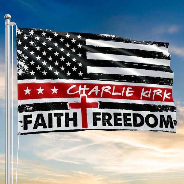 Charlie Kirk Faith and Freedom Flag – Patriotic Christian Grommet Flag