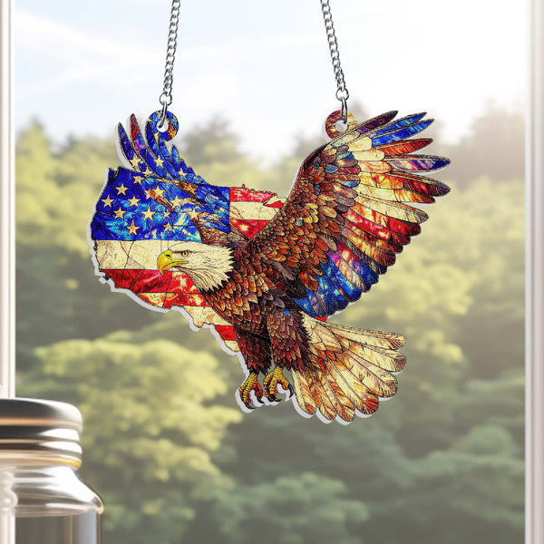 American Eagle Suncatcher – Patriotic USA Flag Window Hanging