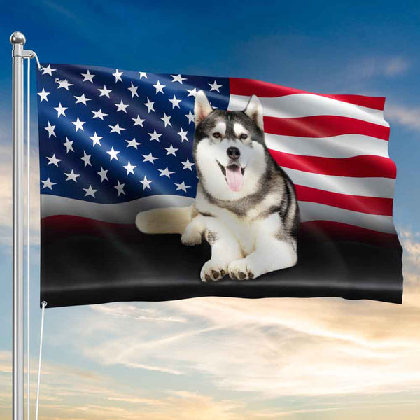 Siberian Husky American Grommet Flag for Patriotic House Decor