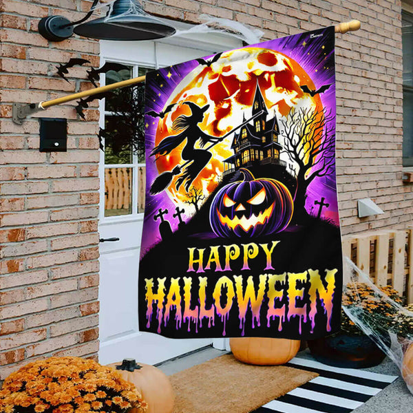 Happy Halloween Spooky Witch Haunted House Flag TQN3660F