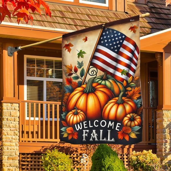Welcome Fall Pumpkins Thanksgiving Flag MLN3729F